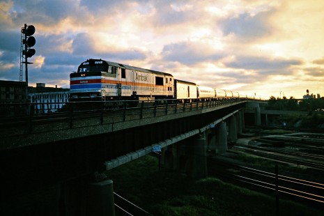 Southbound Amtrak passenger train no. 59, the <i>Panama</i>, on the St. Charles Air Line in Chicago, Illinois, on September 5, 1977. Photograph by John F. Bjorklund, © 2016, Center for Railroad Photography and Art. Bjorklund-60-11-16