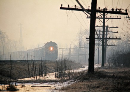 Westbound Canadian Pacific Railway freight train at Windsor, Ontario, on March 16, 1975. Photograph by John F. Bjorklund, © 2015, Center for Railroad Photography and Art. Bjorklund-36-25-03