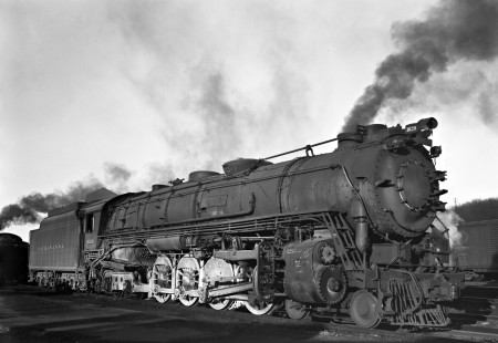 Delaware Lackawanna and Western Railroad 4-8-4 steam locomotive no. 1620 in Port Morris, New Jersey, on April 21, 1946. Photograph by Donald Furler. Furler-11-115-01.JPG; © 2017, Center for Railroad Photography and Art