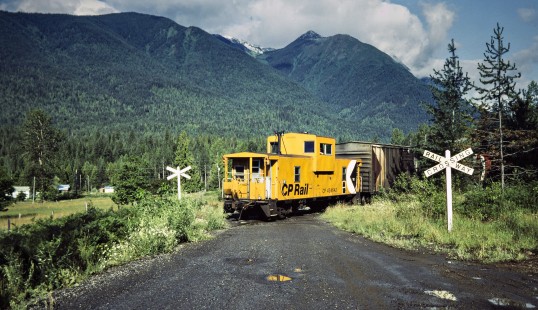 Caboose (or van) of a northbound Canadian Pacific Railway freight train near Hills, British Columbia, on July 14, 1983. Photograph by John F. Bjorklund, © 2015, Center for Railroad Photography and Art. Bjorklund-38-08-04