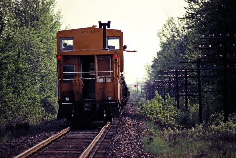Caboose (or van) on a westbound Canadian Pacific Railway freight train near Guelph Junction, Ontario, on May 24, 1980. Photograph by John F. Bjorklund, © 2015, Center for Railroad Photography and Art. Bjorklund-37-12-01