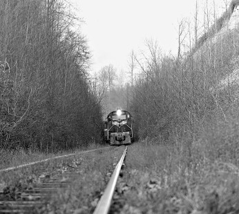 Tennessee Central Railway freight train negotiates deep cut near top of hill at Silver Point, Tennessee, in June 1965. Photograph by J. Parker Lamb, © 2016, Center for Railroad Photography and Art. Lamb-02-024-12