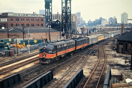 Amtrak passenger train no. 58, the <i>Panama</i>, crossing 21st Street on Illinois Central Railroad track in Chicago, Illinois, on April 2, 1972. Photograph by John F. Bjorklund, © 2016, Center for Railroad Photography and Art. Bjorklund-60-03-03