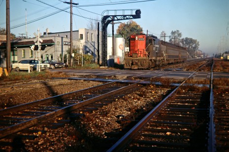 Grand Trunk Western Railroad in Pleasant Ridge, Michigan; GTW no. 990 Saturday commuter passenger train going toward Detroit at 10 Mile Road in October 1968. Photograph by John F. Bjorklund, © 2016, Center for Railroad Photography and Art. Bjorklund-58-04-06