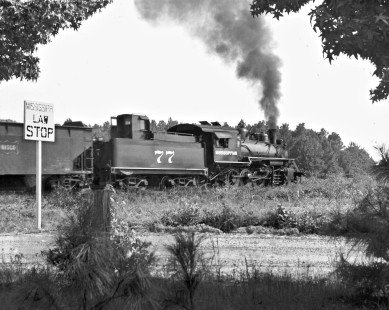 Amory-bound Mississippian Railway freight train rambles through woods north of Amory, Mississippi, in August 1960. Photograph by J. Parker Lamb, © 2016, Center for Railroad Photography and Art. Lamb-02-029-03
