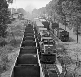 Louisville and Nashville Railroad Chattanooga intermodal train passes coal empties at Tullahoma, Tennessee, in August 1965. Photograph by J. Parker Lamb, © 2016, Center for Railroad Photography and Art. Lamb-01-145-12