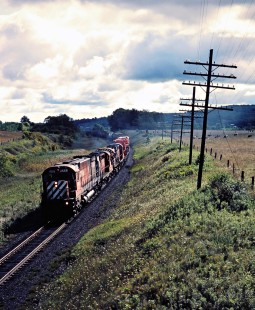 Westbound Canadian Pacific Railway freight train near Woodstock, Ontario, on September 4, 1982. Photograph by John F. Bjorklund, © 2015, Center for Railroad Photography and Art. Bjorklund-37-18-11