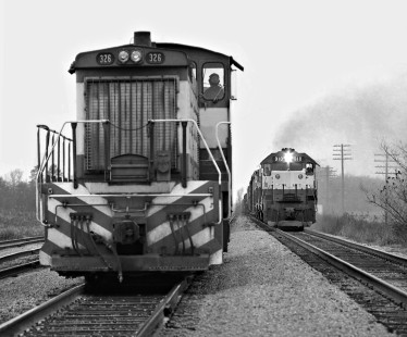 Birmingham-bound Frisco freight train leaves yard at Amory, Mississippi, in December 1975. Photograph by J. Parker Lamb, © 2016, Center for Railroad Photography and Art. Lamb-02-004-05