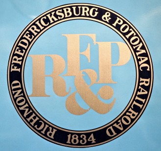 Richmond, Fredericksburg and Potomac Railroad logo in Millford, Virginia, on April 7, 1990. CSX Transportation merged the RF&P into its system the following year. Photograph by John F. Bjorklund, © 2015, Center for Railroad Photography and Art. Bjorklund-44-14-17