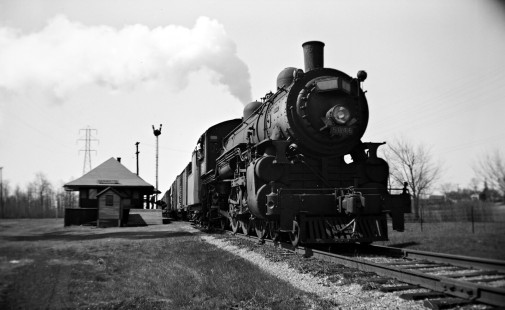 Grand Trunk Western steam locomotive no. 5046 at Washington, Michigan, circa 1940. Photograph by Robert Hadley.; Hadley-03-148-01.JPG; © 2016, Center for Railroad Photography and Art