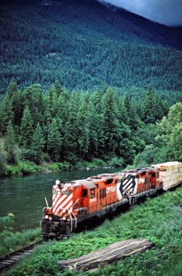 Southbound Canadian Pacific Railway freight train near Passmore, British Columbia, on July 13, 1983. Photograph by John F. Bjorklund, © 2015, Center for Railroad Photography and Art. Bjorklund-38-06-01