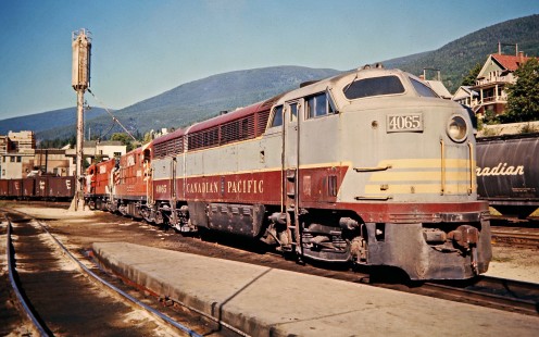 Canadian Pacific Railway freight train led by "C-Liner" locomotive no. 4065 at Nelson, British Columbia, on July 12, 1973. Photograph by John F. Bjorklund, © 2015, Center for Railroad Photography and Art. Bjorklund-36-15-16