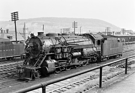 Reading Company 2-8-0 steam locomotive no. 2002 at Tamaqua, Pennsylvania, circa 1950. Photograph by Donald W. Furler, © 2017, Center for Railroad Photography and Art, Furler-19-032-02