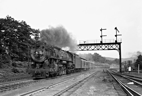 Delaware, Lackawanna, and Western Railroad 4-8-4 steam locomotive no. 1622 leads westbound passenger train no. 11 in Lake Hopatcong, New Jersey, on June 29, 1946. Photograph by Donald Furler; Furler-11-116-02.JPG; © 2017, Center for Railroad Photography and Art