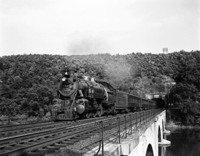 Reading Company 4-6-2 steam locomotive no. 114 with westbound passenger train no. 97 emerging from Black Rock Tunnel west of Phoenixville, Pennsylvania, on June 2, 1940. Photograph by Donald W. Furler,  © 2017, Center for Railroad Photography and Art, Furler-03-105-01
