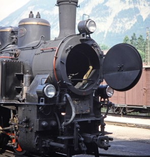 The smoke box door of Zillertal Railway steam locomotive no. 1521 is opened during a maintenance check in Zillertal, Lower Austria, Austria, on June 2, 1993. Photograph by Fred M. Springer, © 2014, Center for Railroad Photography and Art. Springer-Austria-19-01