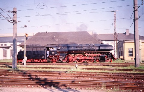A profile shot of the Austrian Society for Railway History 4-6-2 steam locomotive no. 01533 as it waits by a ÖBB depot in Linz, Upper Austria, Austria, on May 24, 2001. Photograph by Fred M. Springer, © 2014, Center for Railroad Photography and Art. Springer-Austria-20-36