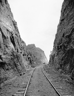 Cut through Eagle Butte, N.P.R.R. (Looking along railroad through rocky cliffs. Near Yellowstone River,
Montana Territory), 1881, Northern Pacifc Railroad, Montana Historical Society, H-703