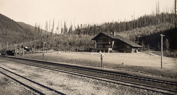 Train station and hotel, Belton, Montana, 1911, Great Northern Railway, Oregon Historical Society, ba021212