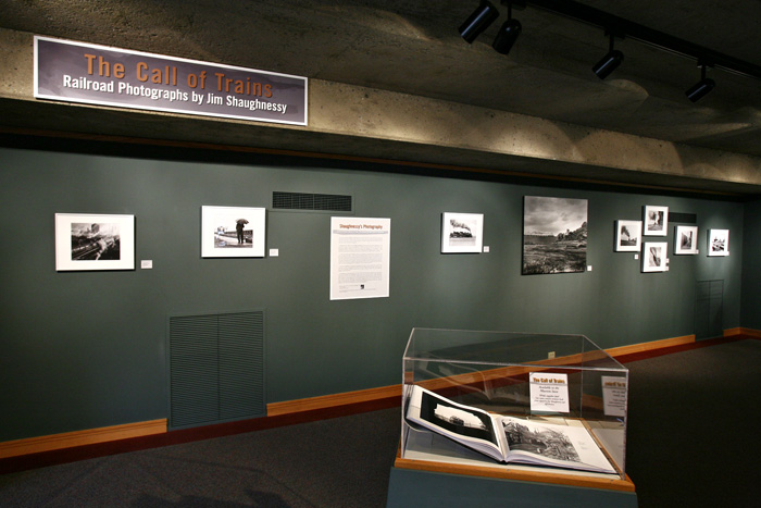 Installation of the exhibition "Call of Trains: Railroad Photographs by Jim Shaughnessy" at the California State Railroad Museum