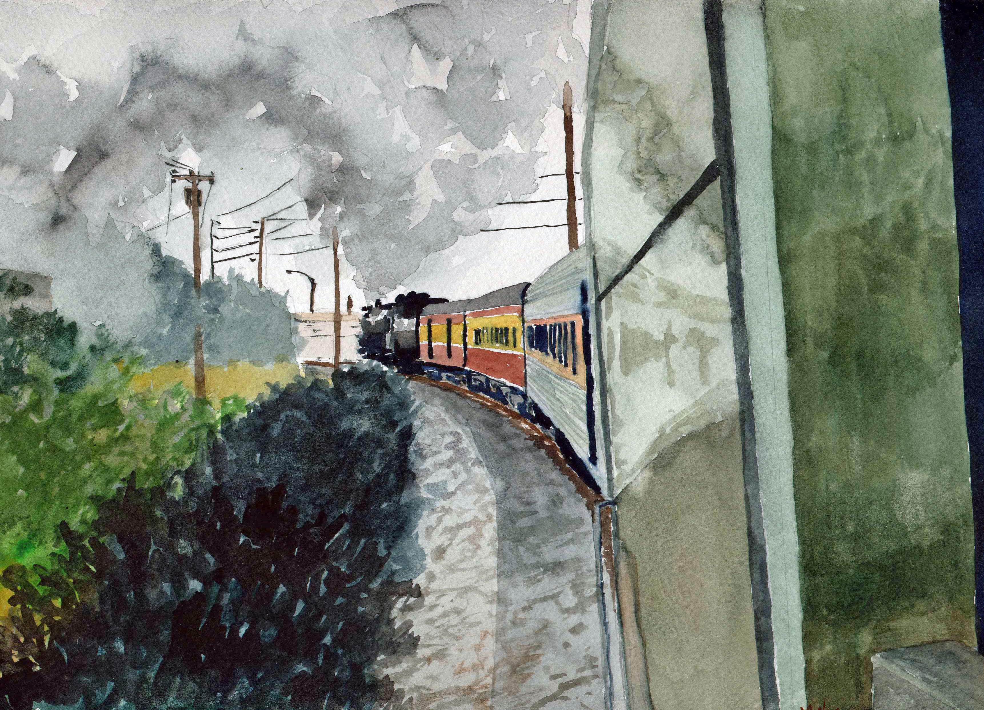 Painting of a steam train excursion